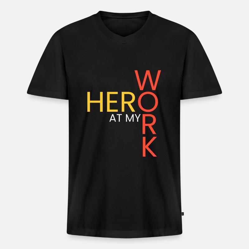 Held bei meiner Arbeit - Männer Premium Bio T-Shirt mit V-Ausschnitt - Schwarz