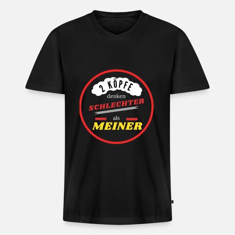 2 Köpfe denken schlechter - Männer Premium Bio T-Shirt mit V-Ausschnitt - Schwarz