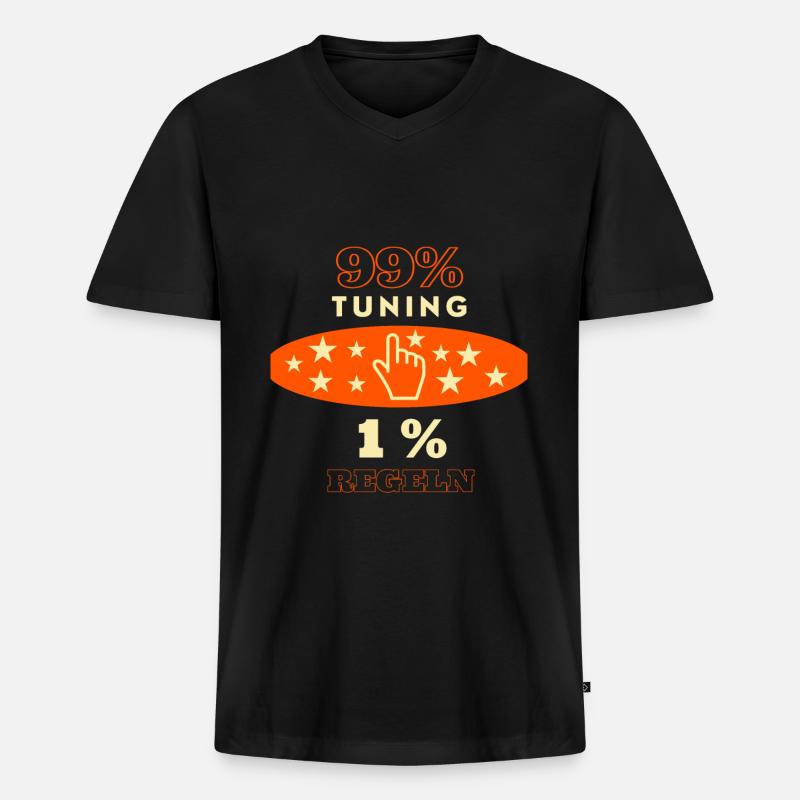 99% Tuning 1% Regeln - Männer Premium Bio T-Shirt mit V-Ausschnitt - Schwarz
