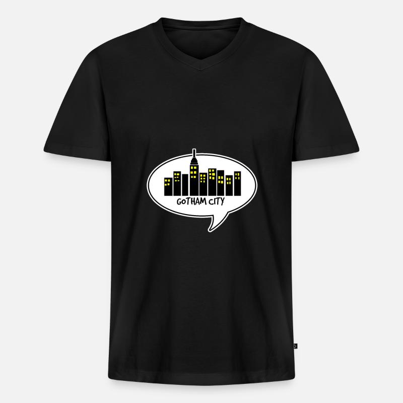 comic gotham city - Maglietta ecologica premium da uomo con scollo a V - nero