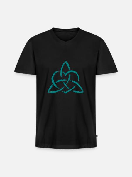 Simbolo nodo celtico Triquetra - Maglietta ecologica premium da uomo con scollo a V - nero