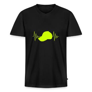 Cap heartbeat - Men's Premium Organic T-shirt with V-neck - black - Front - Nico (187cm)