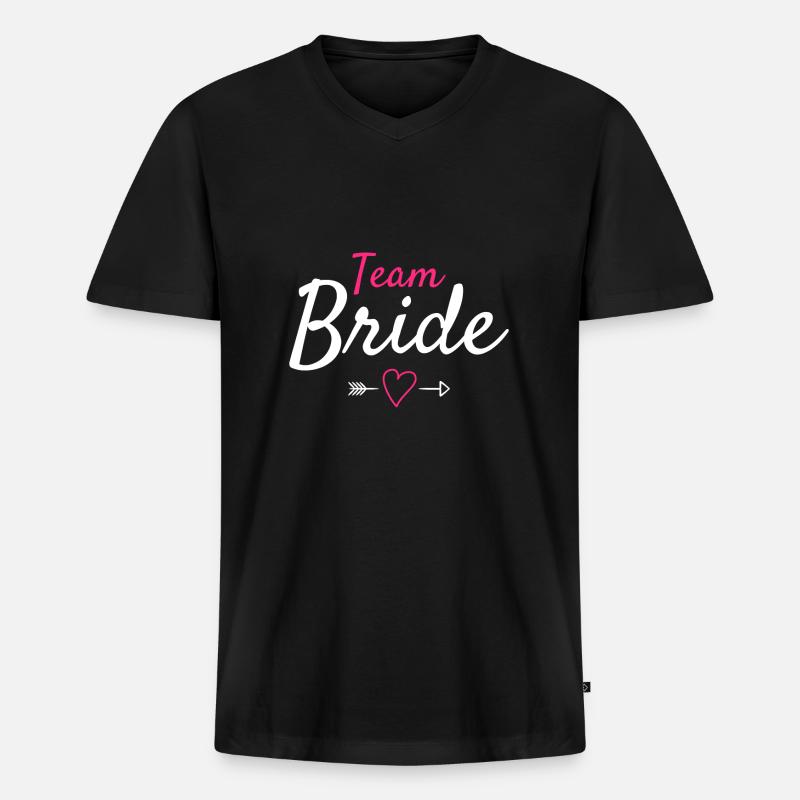 Team Braut - Männer Premium Bio T-Shirt mit V-Ausschnitt - Schwarz