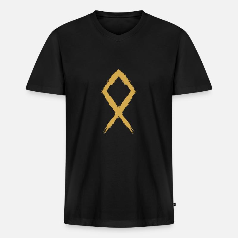 Othila Rune Symbol - Männer Premium Bio T-Shirt mit V-Ausschnitt - Schwarz