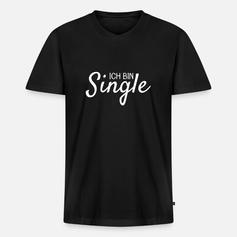 Ich bin Single - Männer Premium Bio T-Shirt mit V-Ausschnitt - Schwarz