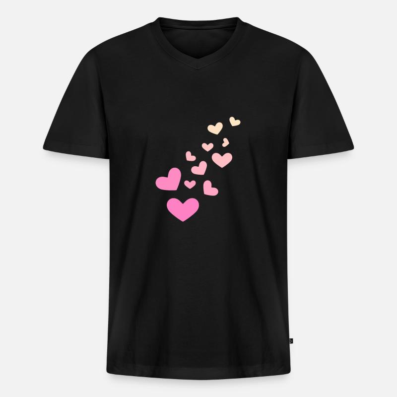 Herzchen Herz - Männer Premium Bio T-Shirt mit V-Ausschnitt - Schwarz
