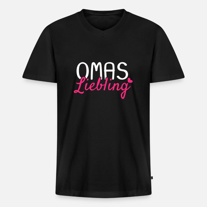 Omas Liebling - Männer Premium Bio T-Shirt mit V-Ausschnitt - Schwarz
