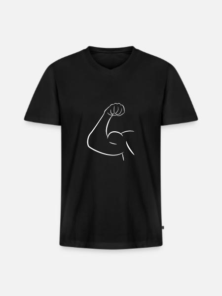 Muscle biceps - Men's Premium Organic T-shirt with V-neck - black