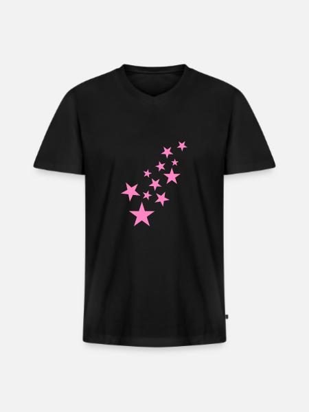 Star asterisk pattern icon pink - Men's Premium Organic T-shirt with V-neck - black