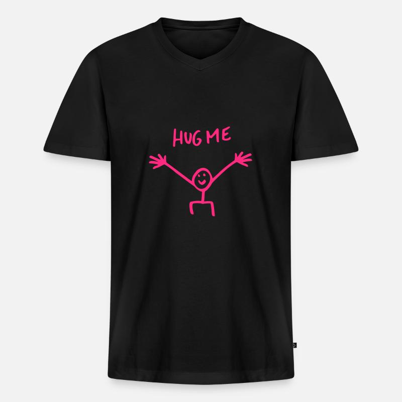 Umarme mich Umarmung Strichmännchen Geschenk - Männer Premium Bio T-Shirt mit V-Ausschnitt - Schwarz