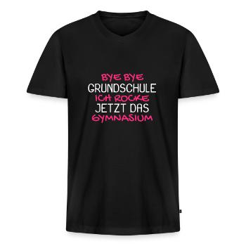 Gymnasium Einschulung Schulbeginn Geschenk - Männer Premium Bio T-Shirt mit V-Ausschnitt - Schwarz - Vorne - Nico (187cm)