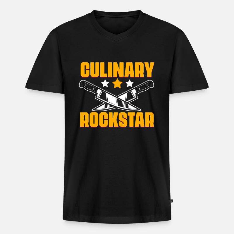 Kulinarisches, lustiges, professionelles Kochen - Männer Premium Bio T-Shirt mit V-Ausschnitt - Schwarz