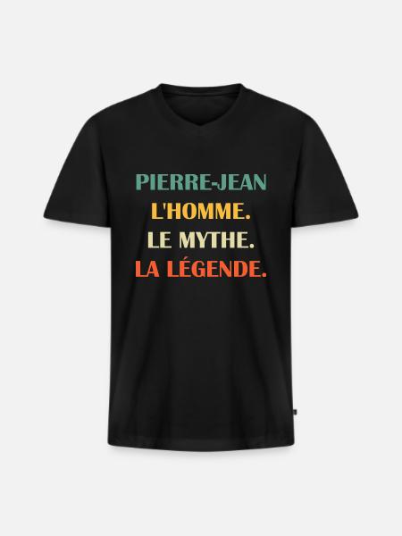PIERRE JEAN - T-shirt encolure en V Premium bio Homme - noir