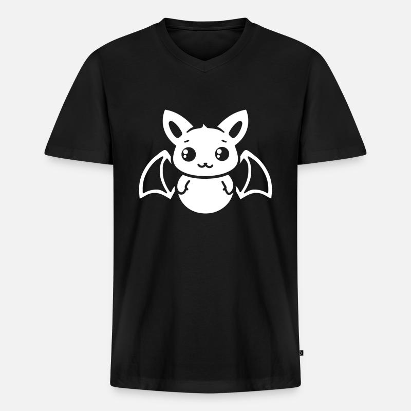 Fledermaus - Männer Premium Bio T-Shirt mit V-Ausschnitt - Schwarz