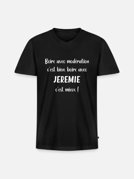 Jeremie - T-shirt encolure en V Premium bio Homme - noir