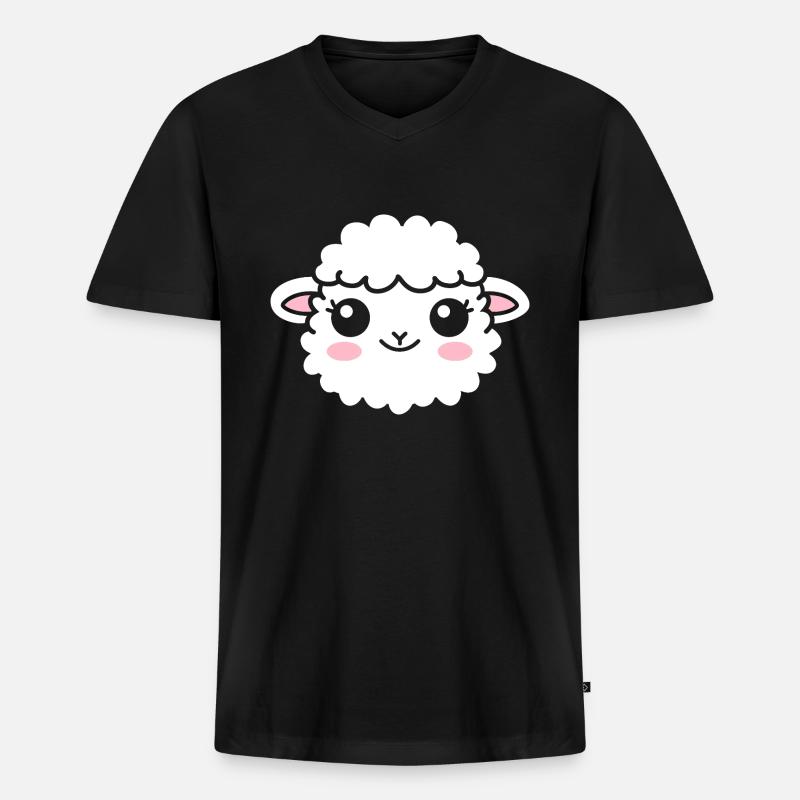 Schaf - Männer Premium Bio T-Shirt mit V-Ausschnitt - Schwarz