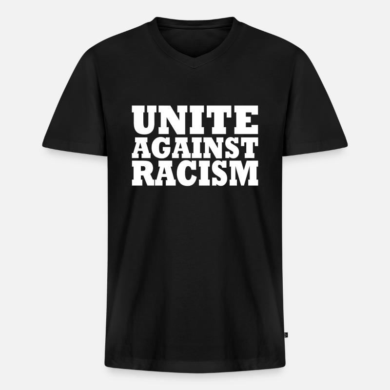Gegen Rassismus - Männer Premium Bio T-Shirt mit V-Ausschnitt - Schwarz
