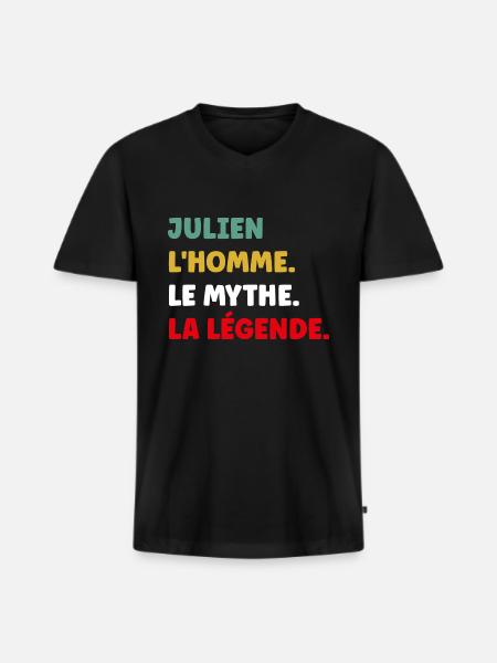 julien - T-shirt encolure en V Premium bio Homme - noir