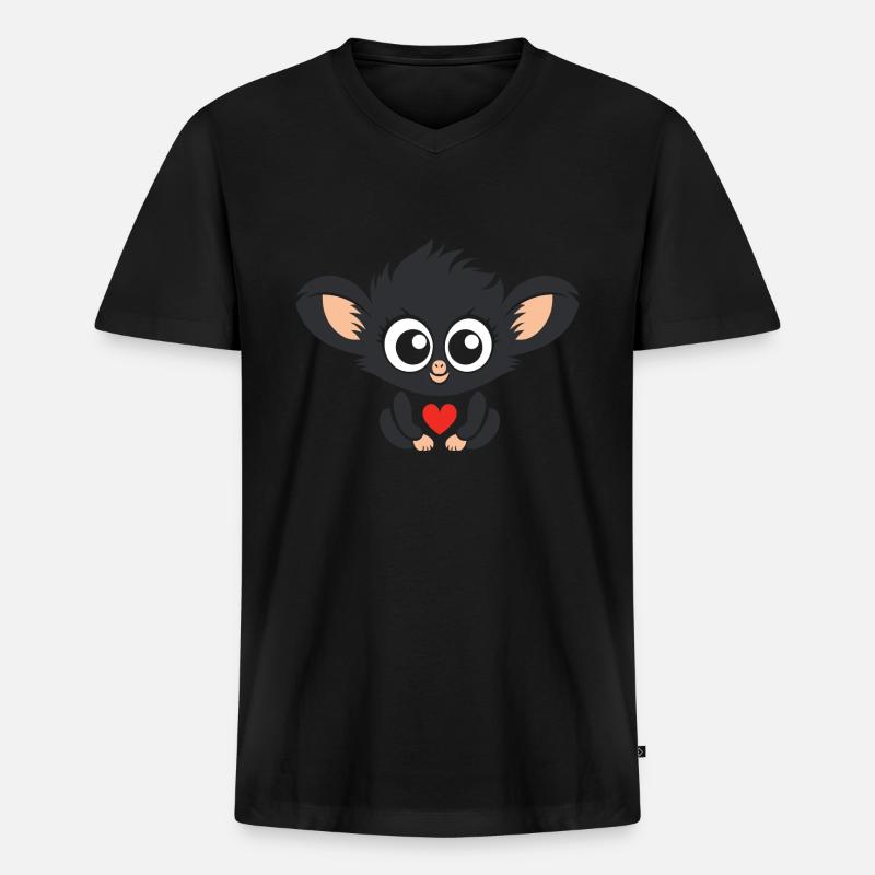Koboldmaki - Männer Premium Bio T-Shirt mit V-Ausschnitt - Schwarz