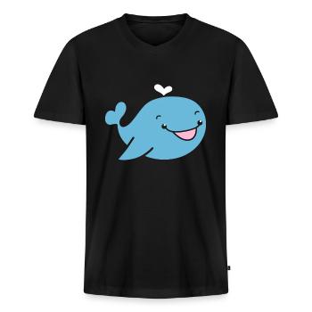 Wal - Männer Premium Bio T-Shirt mit V-Ausschnitt - Schwarz - Vorne - Nico (187cm)