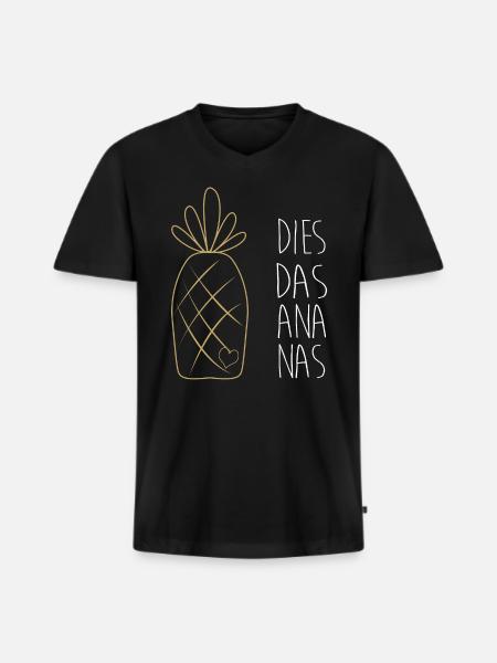 Ananas - Männer Premium Bio T-Shirt mit V-Ausschnitt - Schwarz