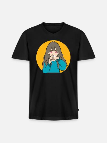 COCAINE SNIFFING ANIME GIRL - Men's Premium Organic T-shirt with V-neck - black