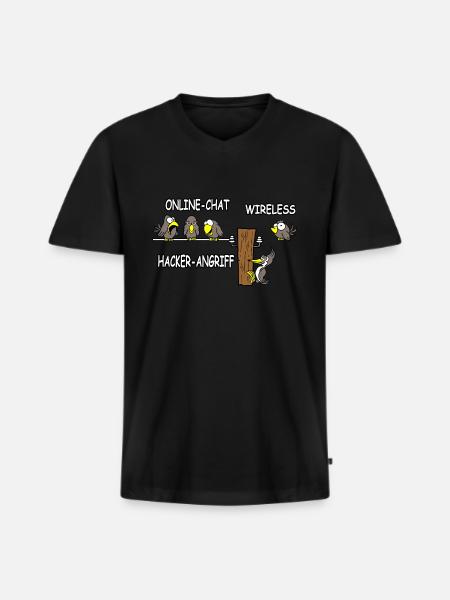 Online Chat wireless Hacker Angriff - Männer Premium Bio T-Shirt mit V-Ausschnitt - Schwarz