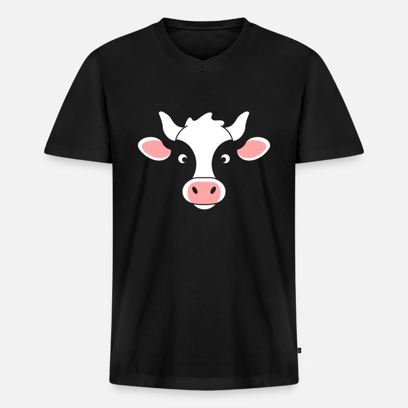 Kuh - Männer Premium Bio T-Shirt mit V-Ausschnitt - Schwarz