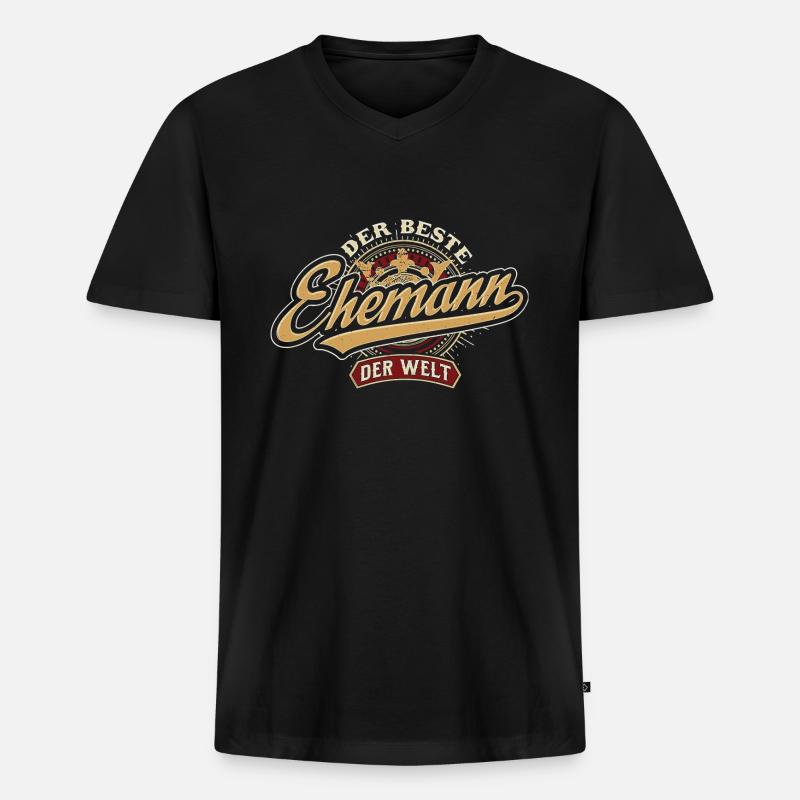 Beste Ehemann der Welt - Männer Premium Bio T-Shirt mit V-Ausschnitt - Schwarz