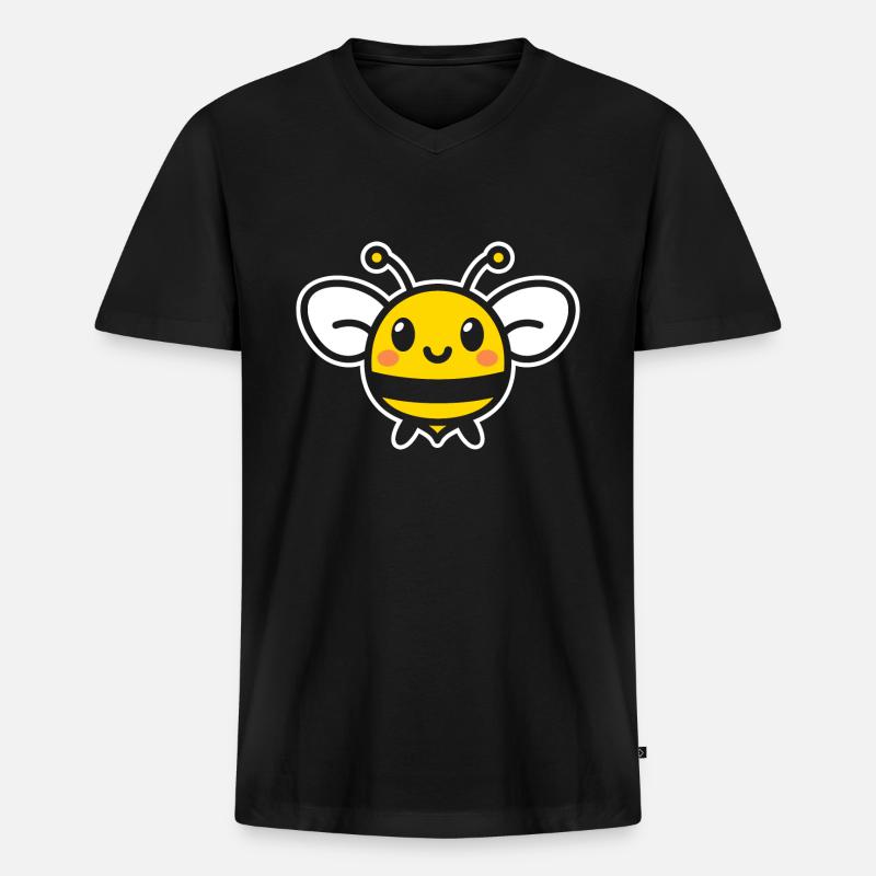 Biene - Männer Premium Bio T-Shirt mit V-Ausschnitt - Schwarz