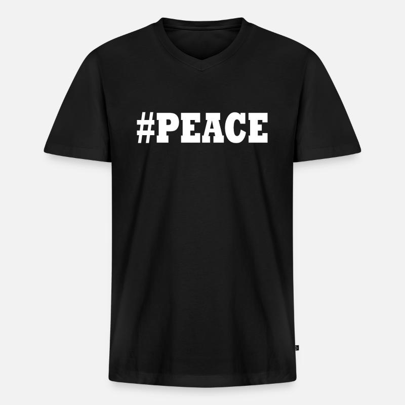 Peace - Männer Premium Bio T-Shirt mit V-Ausschnitt - Schwarz