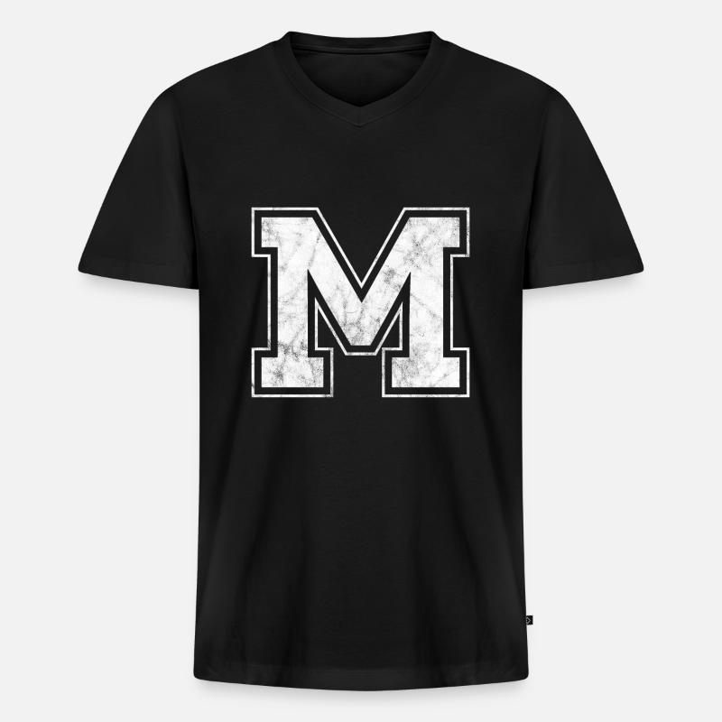 Buchstabe M - Männer Premium Bio T-Shirt mit V-Ausschnitt - Schwarz