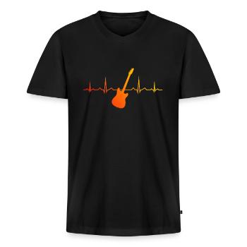 Herren Gitarrist Guitar Player Gitarre Guitar - Männer Premium Bio T-Shirt mit V-Ausschnitt - Schwarz - Vorne - Nico (187cm)