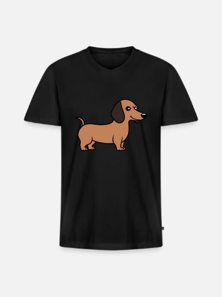 Humour chien teckel - T-shirt encolure en V Premium bio Homme - noir