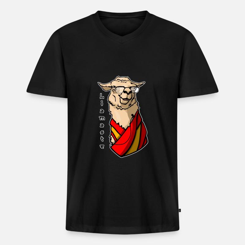 Llamaste - dalai Lama - Männer Premium Bio T-Shirt mit V-Ausschnitt - Schwarz