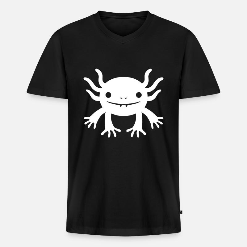 Axolotl - Männer Premium Bio T-Shirt mit V-Ausschnitt - Schwarz
