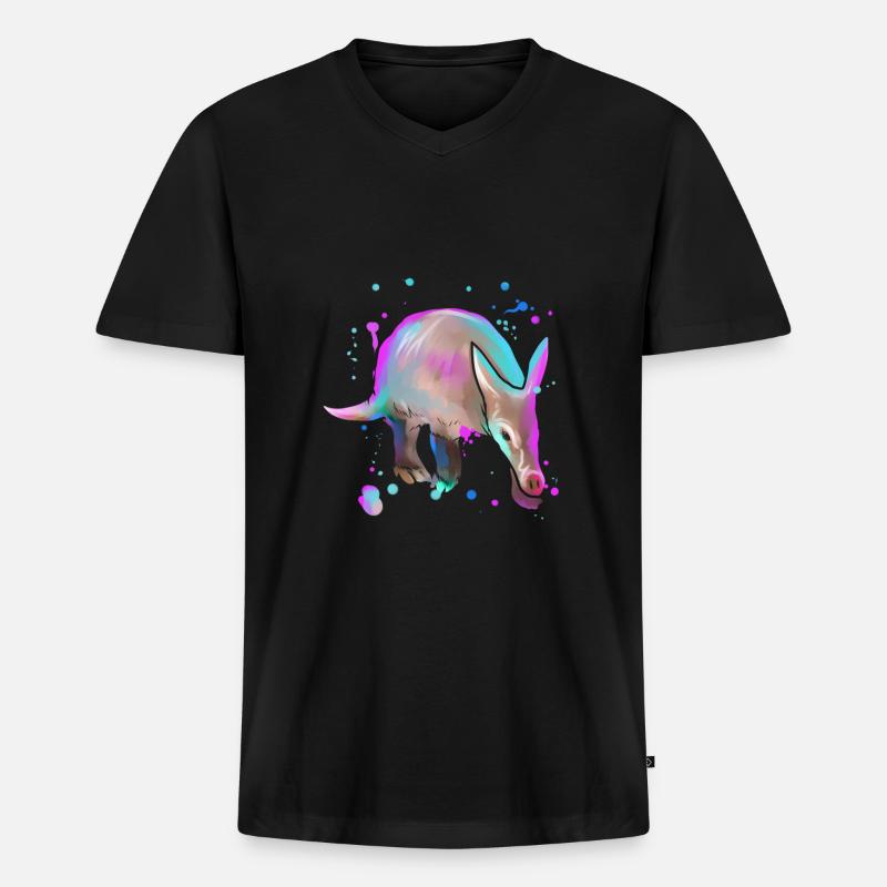Erdferkel Aardvark Geschenk - Männer Premium Bio T-Shirt mit V-Ausschnitt - Schwarz