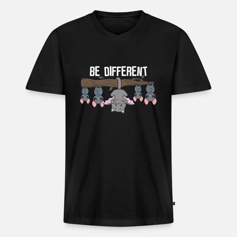 Be different - einzigartig & besonders - Männer Premium Bio T-Shirt mit V-Ausschnitt - Schwarz