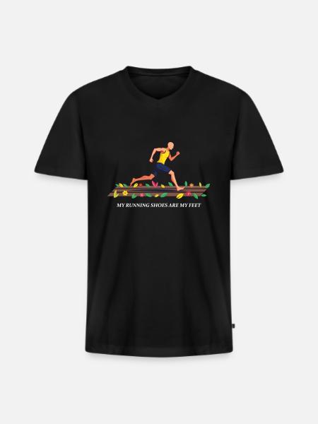 My Running Shoes are my Feet - Men's Premium Organic T-shirt with V-neck - black