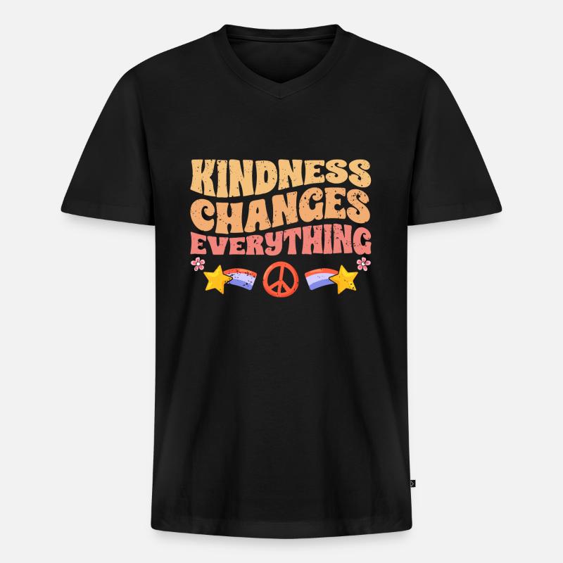 Kindness Changes Everything A Humanity - Männer Premium Bio T-Shirt mit V-Ausschnitt - Schwarz