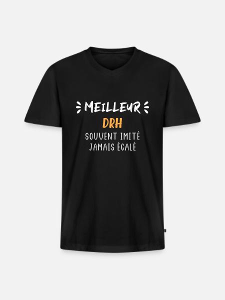drh - T-shirt encolure en V Premium bio Homme - noir