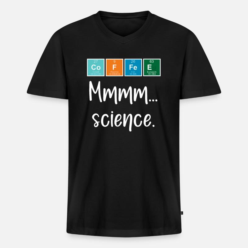 KAFFEE - Mmmm... Wissenschaft - Männer Premium Bio T-Shirt mit V-Ausschnitt - Schwarz