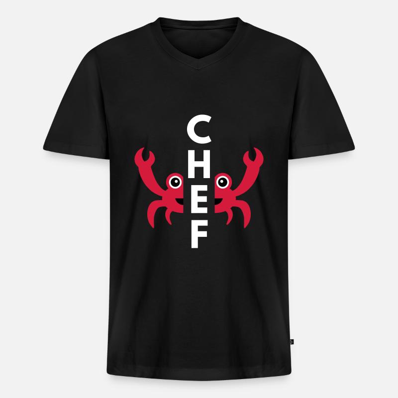 Chef (geteilte Krabbe) - Männer Premium Bio T-Shirt mit V-Ausschnitt - Schwarz
