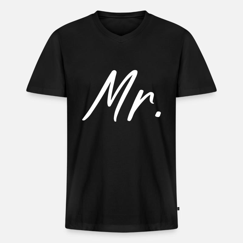 Herr - Männer Premium Bio T-Shirt mit V-Ausschnitt - Schwarz