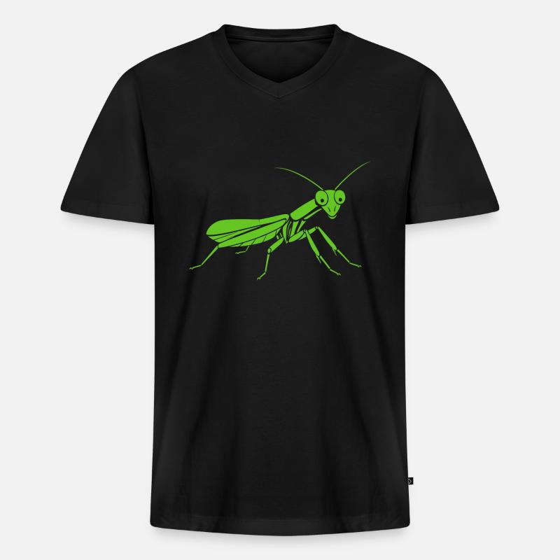 Gottesanbeterin - Männer Premium Bio T-Shirt mit V-Ausschnitt - Schwarz