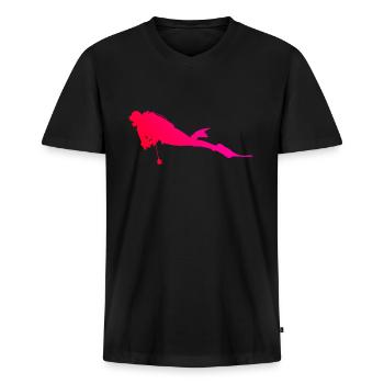 Scuba Tauchen Scuba Taucher Damen Free Dive - Männer Premium Bio T-Shirt mit V-Ausschnitt - Schwarz - Vorne - Nico (187cm)