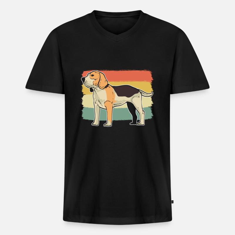 Netter Beagle Hundehalter - Männer Premium Bio T-Shirt mit V-Ausschnitt - Schwarz