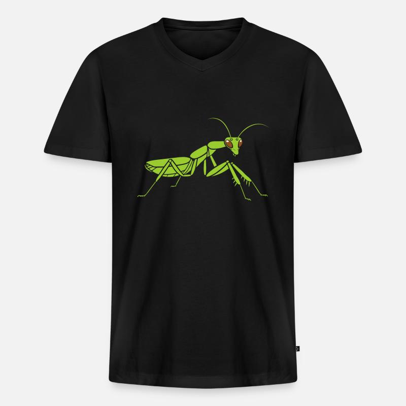 Gottesanbeterin - Männer Premium Bio T-Shirt mit V-Ausschnitt - Schwarz