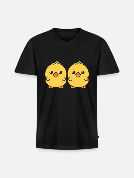 Petit poussin - T-shirt encolure en V Premium bio Homme - noir