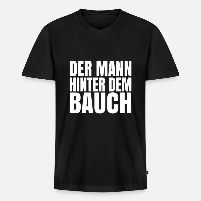 Der Mann hinter dem Bauch - Männer Premium Bio T-Shirt mit V-Ausschnitt - Schwarz